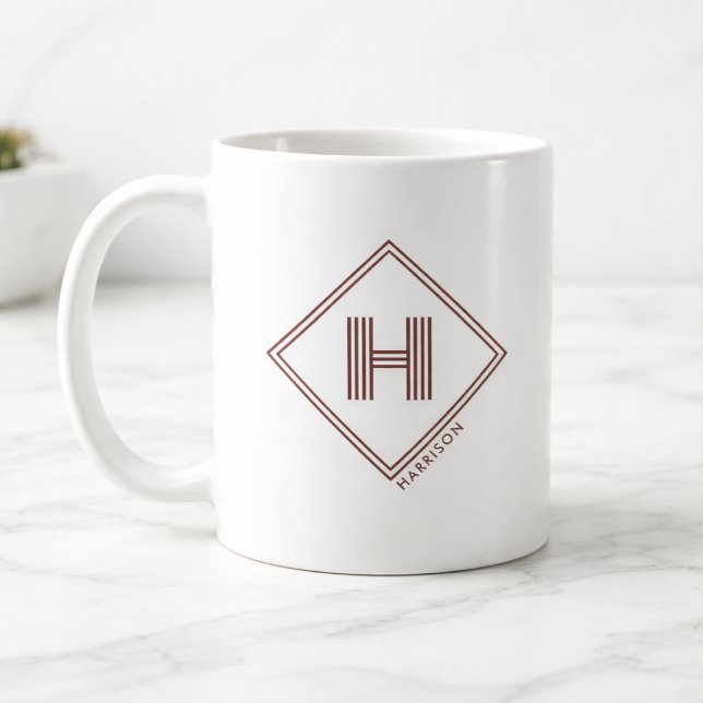 Coffee Mug | Modern Geometric Monogram Initial Kaffemugg (Skapare uppladdad)