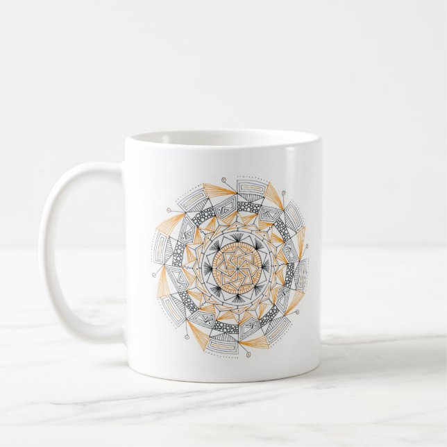 Coffee Mug Original Mandala Design 2-sided Orange Kaffemugg (Vänster)