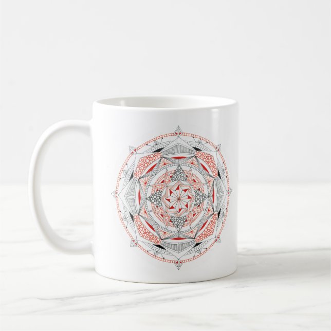 Coffee Mug Original Mandala Design 2-sided Red Kaffemugg (Vänster)