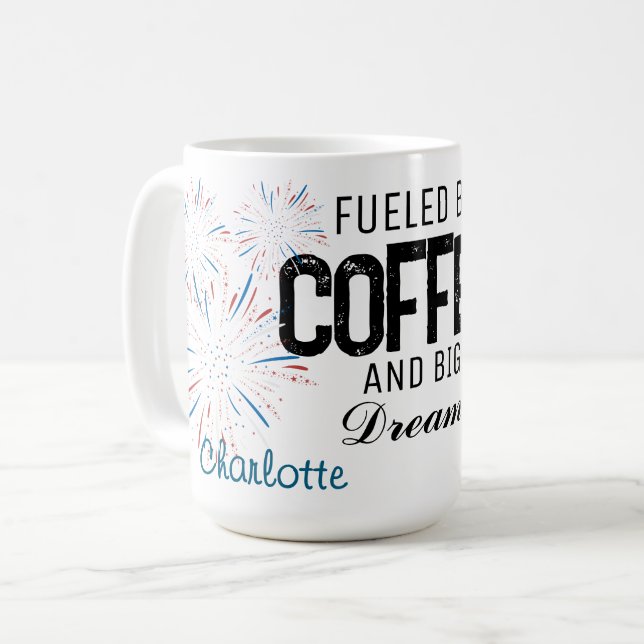 Coffee Mug Patriotic 4th of July Custom Name  Kaffemugg (Framsida vänster)