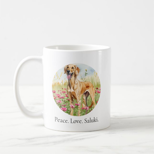 Coffee Mug – Peace Love Saluki Dog Lover Mug Kaffemugg (Vänster)
