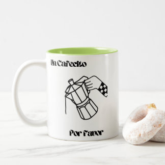 Coffee Mug, "Un Cafecito Por Favor", cute design Två-Tonad Mugg
