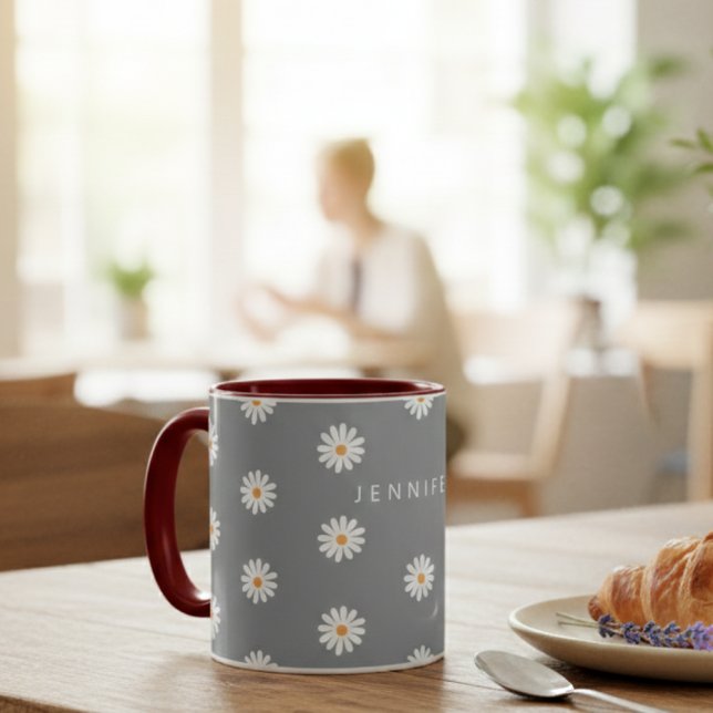 Coffee mug with daisy, cozy coffee mug mugg (Skapare uppladdad)