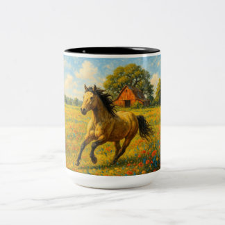 Coffee Mug with Running Horse Original Artwork Två-Tonad Mugg
