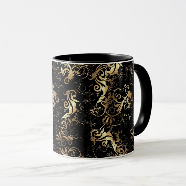 COFFEE MUGG GOLDEN LÖV BAROQUE DESIGN (Framsida höger)