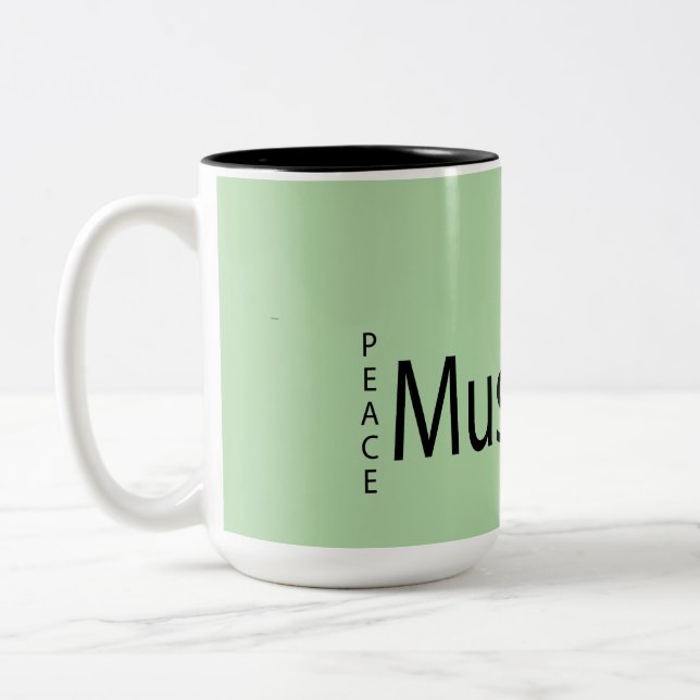 "Coffee + Musik = Peace  Två-Tonad Mugg (Vänster)