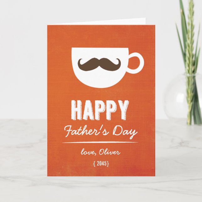 Coffee Mustache | Orange Linen Fars dag Kort (Framsida)