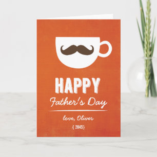 Coffee Mustache Orange Linen Fars dag Kort