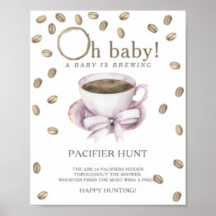COFFEE - nappar jakt på babyduschspel Poster