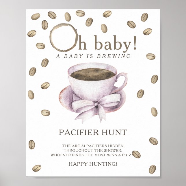 COFFEE - nappar jakt på babyduschspel Poster (Framsidan)