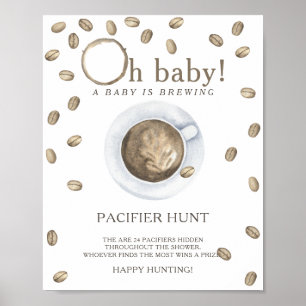 COFFEE - nappar jakt på babyduschspel Poster