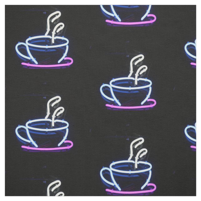 Coffee Neon Sign Coffee Kopp Fabric Tyg (Provkarta)