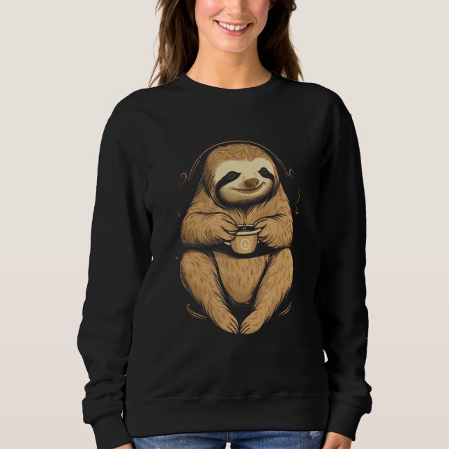 Coffee No Coffee No Life Sloth Coffee T Shirt (Framsida)