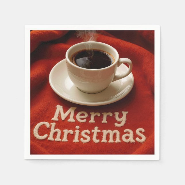 Coffee On a Merry Christmas Blanket Pappersservett (Framsidan)