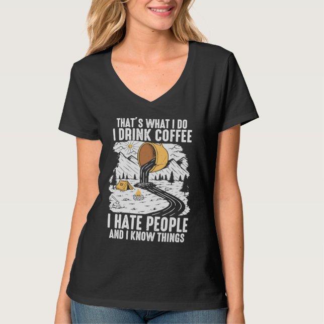 Coffee  People Graphic Cool Sayings Plus Size T Shirt (Framsida)