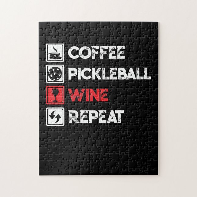 Coffee Pickleball Vin Repeat Funny Pussel (Vertikal)