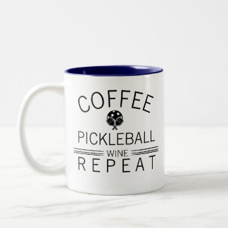 Coffee Pickleball Wine Repeat Funny Sports Player  Två-Tonad Mugg