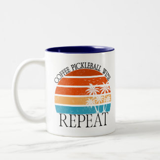 Coffee Pickleball Wine Repeat Funny Sports Player  Två-Tonad Mugg