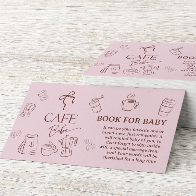Coffee Pink Bow Cafe Bebe Book For Baby Shower Tilläggskort (Skapare uppladdad)