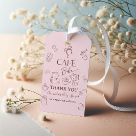 Coffee Pink Bow Cafe Bebe Girl Baby Shower Decor Presentetikett