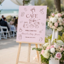 Coffee Pink Bow Cafe Bebe Girl Baby Shower Welcome