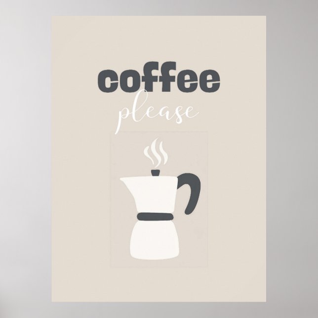 Coffee Please – Neutral Tone Coffee Maker Art  Poster (Framsidan)