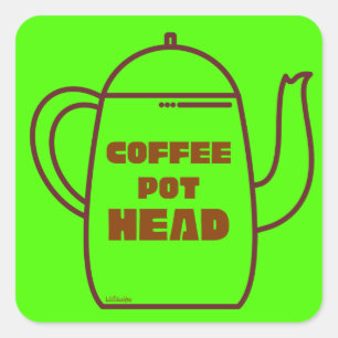 COFFEE POT HEAD Lustig kaffepumpoidé Fyrkantigt Klistermärke