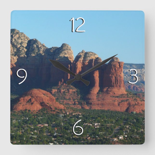 Coffee Pot Rock I i Sedona Arizona Fyrkantig Klocka (Framsida)