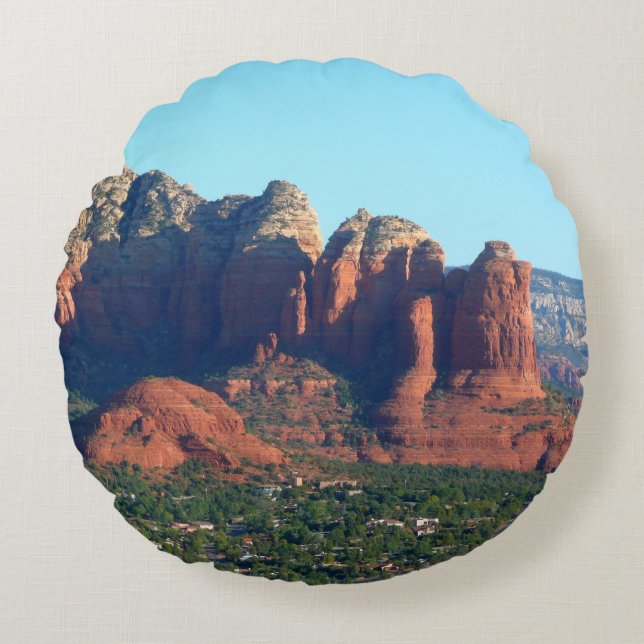 Coffee Pot Rock I i Sedona Arizona Rund Kudde (Framsidan)