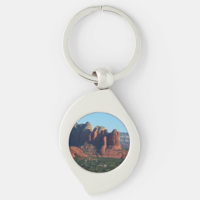 Coffee Pot Rock I i Sedona Arizona Swirl Silverfärgad Nyckelring (Framsidan)