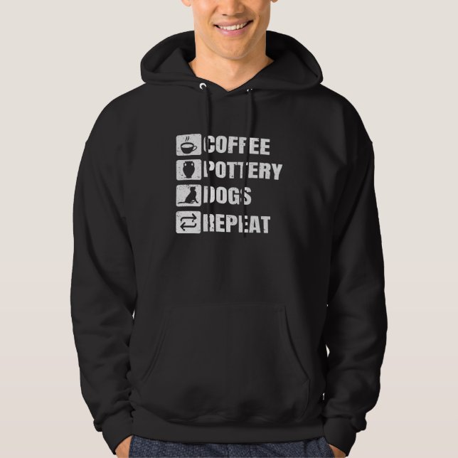 Coffee Pottery Dogs Repeat Ceramic Pottery Ceramic Hoodie (Framsida)