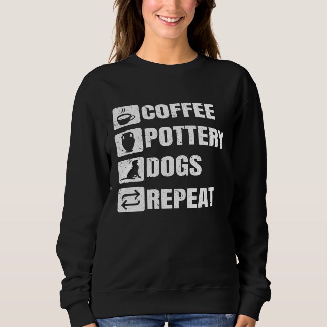 Coffee Pottery Dogs Repeat Ceramic Pottery Ceramic T Shirt (Framsida)