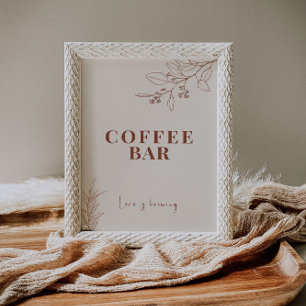 Coffee Pub Boho Bröllop Sign Poster