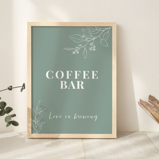 Coffee Pub Sage Grönt Bröllop-tecken Poster (Skapare uppladdad)