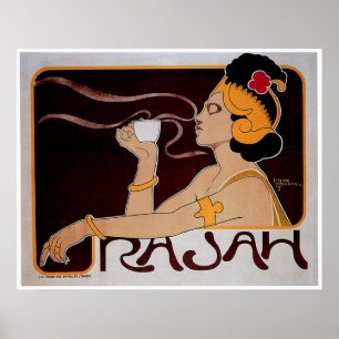 Coffee Rajah Vintage Hett Coffee Drink Ad Art Poster