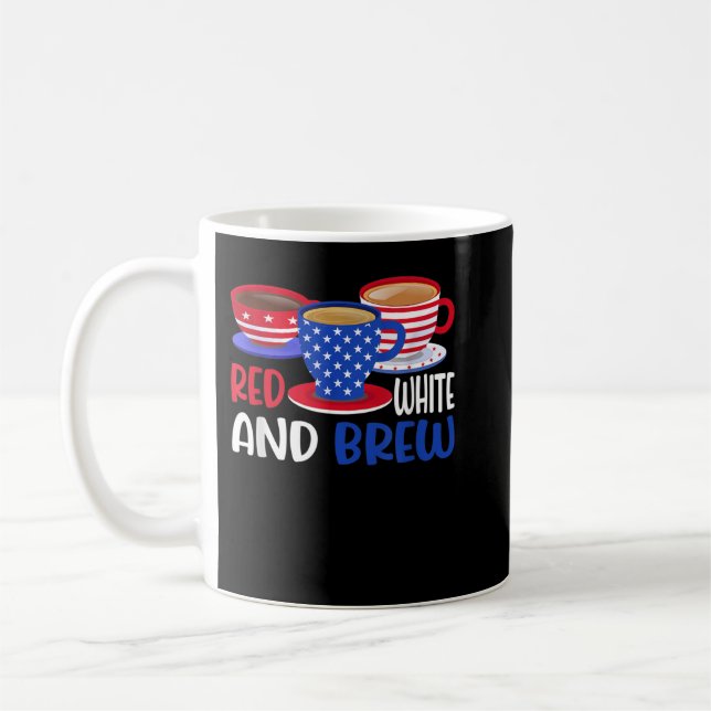 Coffee Red White and Brew 4:e juli Patriotic Wo Kaffemugg (Vänster)