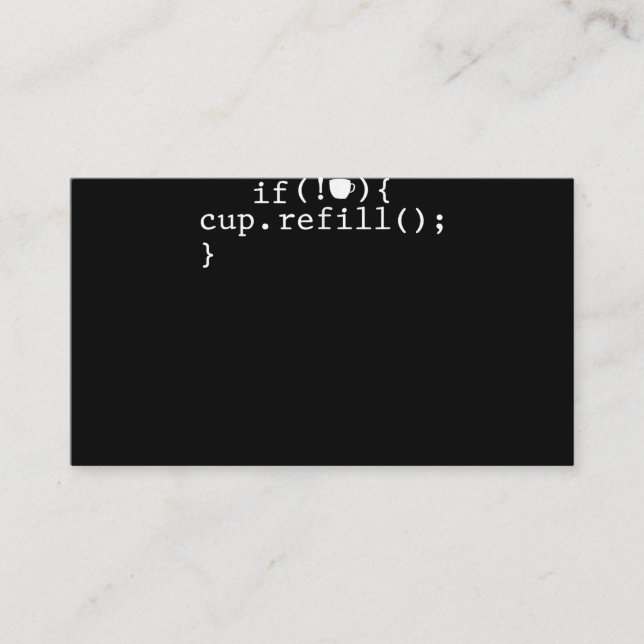 Coffee Refill Smart Coding Software Ingenjör Visitkort (Framsida)