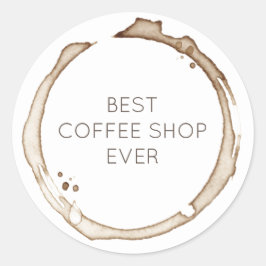 COFFEE Ringar BUSINESS NAMN Brown White Artisan Ro Runt Klistermärke