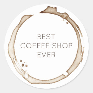 COFFEE Ringar BUSINESS NAMN Brown White Artisan Ro Runt Klistermärke