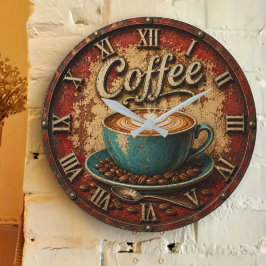 Coffee Rustic Farmhouse Bar Vintage Kitchen Stor Klocka