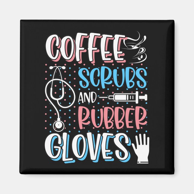 COFFEE SCRUBS GUBBER GLOVES RN Registered Nurse Magnet (Framsidan)