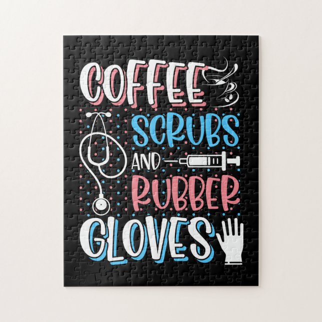 COFFEE SCRUBS GUBBER GLOVES RN Registered Nurse Pussel (Vertikal)