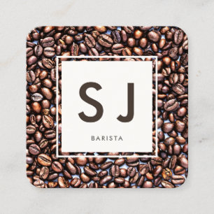 Coffee Shop Barista Fyrkantigt Visitkort