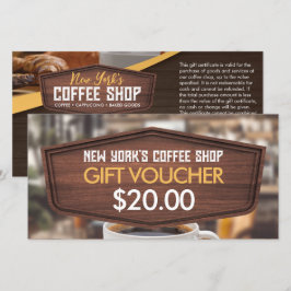 Coffee Shop Cafe Gift Certification Voucher