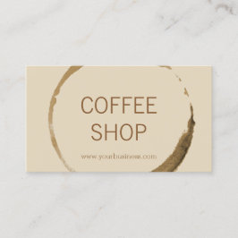 Coffee shop - kaffefläck med beige bakgrund visitkort