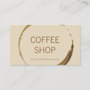 Coffee shop - kaffefläck med beige bakgrund visitkort