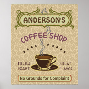 Coffee shop med koppen skapar din egna personlig poster