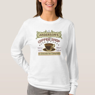 Coffee shop med koppen skapar din egna personlig t-shirt