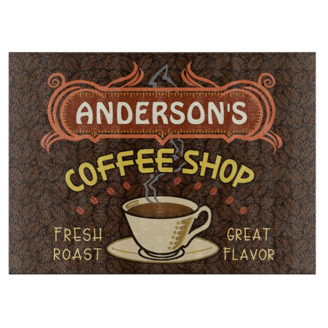 Coffee shop med mugg- och för bönor | (Framsidan)