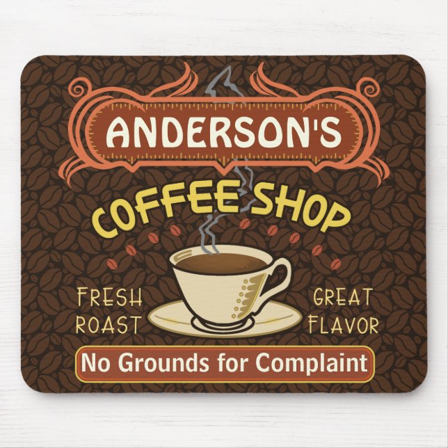 Coffee shop med muggen skapar din egna personlig musmatta (Framsidan)